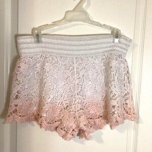 Breeze Over Women's Crochet Shorts Size M Ombre Lined Scalloped Hem Boho Hippie